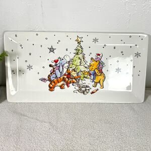 Disney Winnie The Pooh 14" Rectangular Serving Platter Pooh Christmas by Zrike
